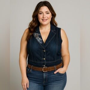 Venezia Women's Dark Blue Denim Vest